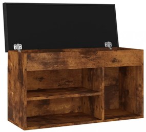 füstös tölgy szerelt fa cipőtároló pad párnával 80 x 30 x 47 cm