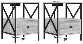 vidaXL Éjjeliszekrény 2 pcs Szürke Sonoma 41,5 x 40,5 x 55 cm Faanyag