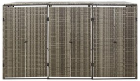 szürke polyrattan hármas kerekeskuka tárolófészer 207x80x117 cm