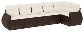 vidaXL 6 részes barna polyrattan kerti ülőgarnitúra párnával