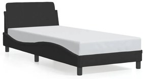 fekete bársony ágykeret fejtámlával Dover 90x200 cm