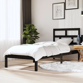 fekete tömör fa ágykeret 75 x 190 cm (Small Single)