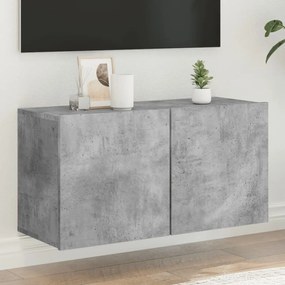 Betonszürke falra szerelhető TV-szekrény 80 x 30 x 41 cm