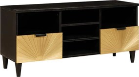 vidaXL TV szekrény fiókkal Fekete és Arany 100 x 33 x 46 cm Faanyag