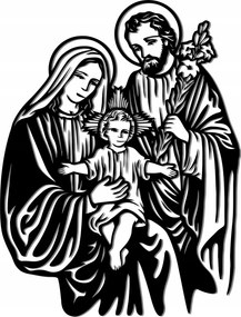 Áttört Kép Szent Család 80CM Vallási Motívum 17 Szín