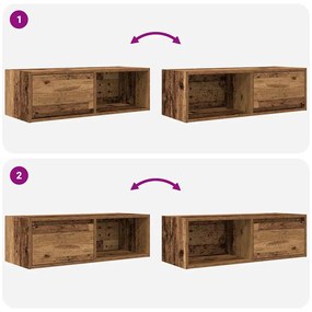 antik fa színű szerelt fa TV-szekrény 80x31x25,5 cm
