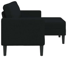 fekete anyagból 2 üléses kanapé L-alakú kanapéval 125 cm