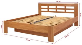 Franciai ágy tömör fából tárolóhellyel ANGELA 180x200 cm szilva