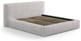 Bézs kárpitozott ágyneműtartós franciaágy ágyráccsal 140x200 cm Simon Olivia – Micadoni