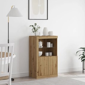 LED világítással ellátott oldalszekrény, Kézműves tölgy 60,5x37x100 cm