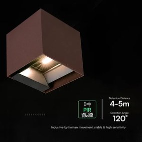 LED Sol fali lámpa érzékelővel LED/9W/3,7V 3000/4000/5000K IP65 2600 mAh barna