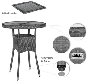 STILISTA Kerti polyrattan asztal 60 x 75 cm krémszínű