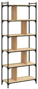 6 szintes sonoma tölgy színű fa könyvespolc 76 x 32 x 192 cm