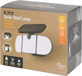 Napelemes Kerti Lámpa Szürkületi Mozgásérzékelővel, Forgatható, Automata