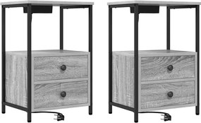 vidaXL Éjjeliszekrény 2 pcs Szürke Sonoma 40 x 31 x 60 cm Faanyag
