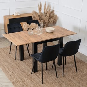 Bővíthető Étkezőasztal Kézműves Tölgy/Fekete Színben. MAX 80-160 cm