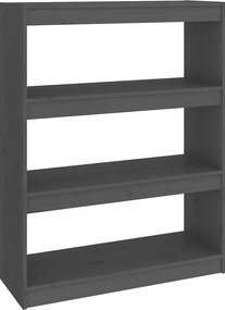 vidaXL szürke tömör fenyőfa könyvszekrény/térelválasztó 80x30x103,5 cm