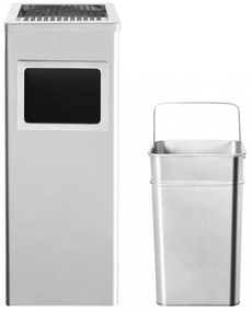 rozsdamentes acél szemeteskuka hamutartóval 36 liter