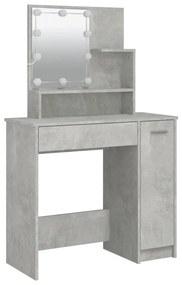 betonszürke fésülködőasztal LED-del 86,5 x 35 x 136 cm