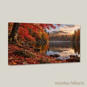 Őszi tóparti ragyogás falikép – élénk színekkel 40x23 cm