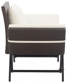 barna polyrattan kerti pad párnákkal 176 cm