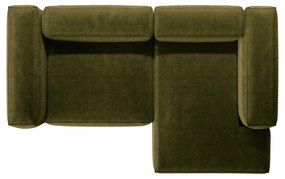 Zöld kordbársony sarokkanapé (jobb oldali-heverő résszel) Bergamo – Cosmopolitan Design