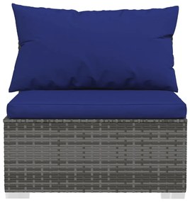 8 részes szürke polyrattan kerti ülőgarnitúra párnákkal