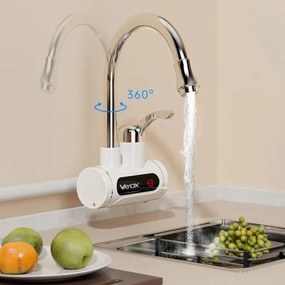 Átfolyós vízmelegítő LED kijelzővel 3000W/230V IPX4 fehér