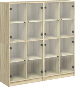 vidaXL sonoma tölgy szerelt fa könyvespolc ajtókkal 136x37x142 cm