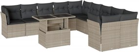 vidaXL 11 részes világosszürke polyrattan kerti ülőgarnitúra párnákkal