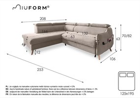 Bézs kinyitható sarokkanapé (bal oldali) Sweet Harmony – Miuform