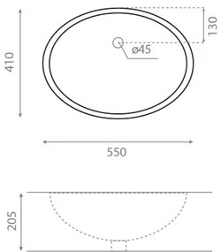 Bathco 0053 - Süllyesztett mosdó ANCONA 55x41 cm porcelán/fehér