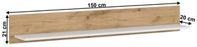 Polc 150 cm Vilgi 150 (fehér + wotan tölgy). 1064646