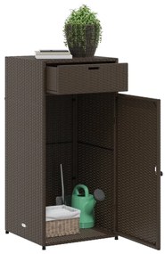barna polyrattan kerti tárolószekrény 55 x 55 x 111 cm