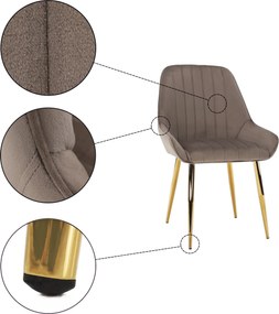 Étkezőszék, szürkésbarna Taupe/gold króm-arany, PERLIA