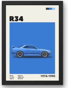 Poszter Nissan Skyline R34 formátum A4 formátum A4