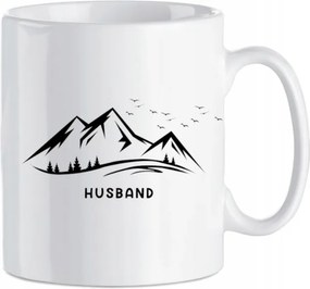 Ajándék bögre nyomott mintás Férj Hegyek 330 ml