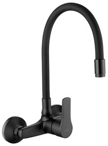 Invena Verso, falra szerelhető konyhai csaptelep 150mm elasztikus karral, fekete matt, INV-BC-82-E44-L