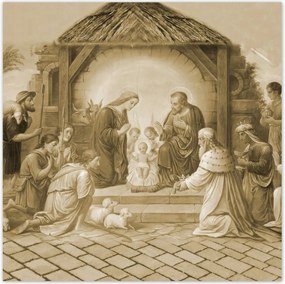 Poszterek 100x100 Szépia színű jászol