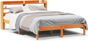 vidaXL viaszbarna tömör fenyőfa ágykeret fejtámlával 140 x 190 cm