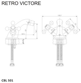 Mereo Mereo, Bidé csaptelep, Retro Victoria, lefolyóval, króm, MER-CBL501