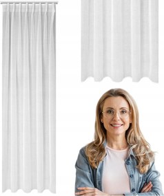 Függöny 140X300 Laya Fehér Sima Etamin Kész Szalag
