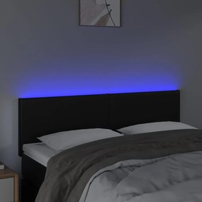fekete műbőr LED-es fejtámla 144 x 5 x 78/88 cm
