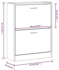 betonszürke szerelt fa cipőszekrény 63x24x81 cm