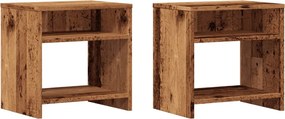 vidaXL 2 db antik fa színű szerelt fa éjjeliszekrény 40 x 30 x 40 cm