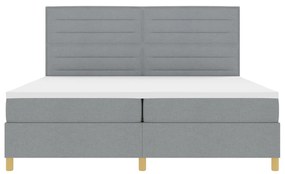 Boxspring Ágy Matraccal és LED Fénnyel Világosszürke 200x200 cm Szövet