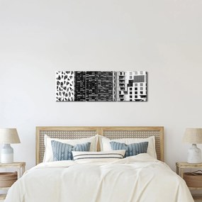Fekete-fehér építészet képe (órával) (90x30 cm)