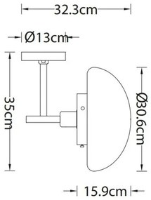 Lámpa Fali lámpatest LAMIA 2, 3759, max250V, 50/60Hz, 1*E27, max.40W,  IP20, átmérő 30, 6 cm, fekete/arany