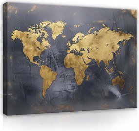 Vászonkép Világtérkép Fekete Arany Modern Vászon Falikép 60x40