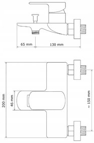 Gamma Cubic, falra szerelhető kádcsaptelep, fekete matt, GMA-KAT00491